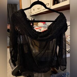 SHEIN Black Mesh Blouse